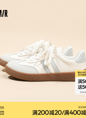 Semir女鞋德训鞋女2026夏季新款复古休闲运动鞋经典白色软底板鞋