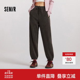 商场同款 新款 森马休闲裤 2024冬季 加绒长裤 女软糯雪尼尔束脚卫裤