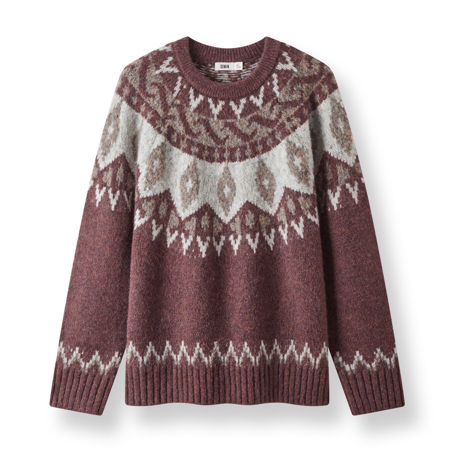 森马情侣幻彩纱费尔岛提花毛衫男