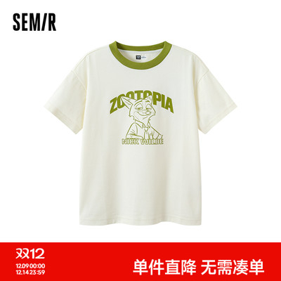 森马儿童T恤迪士尼疯狂动物城联名印花上衣吸湿速干凉感AAA级抑菌