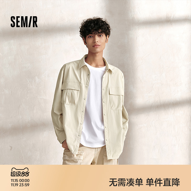 森马山系工装外套宽松长袖衬衫男