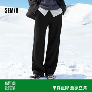 保暖宽松休闲裤 森马加厚加绒直筒裤 宽松垂感卫裤 新款 男 2025冬季