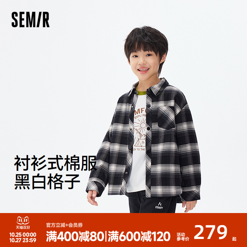 格子衬衫式棉服,复古时尚外套
