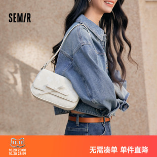 简约小方包2025新款 单肩斜挎包蝴蝶结手提包 森马包包女腋下包韩版