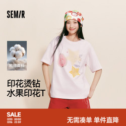 森马水果纯棉中长款短袖T恤女