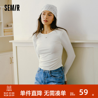 森马发热抓毛显瘦短款长袖T恤女