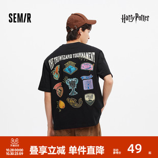 夏装 森马哈利波特联名短袖 2025新款 印花情侣装 纯棉潮流 T恤男美式