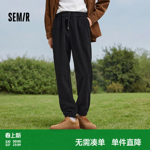 森马休闲裤男休闲运动卫裤春季时尚拼接抽绳束脚裤子锥形百搭长裤