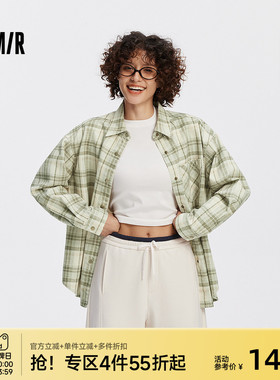 森柔牛仔|商场同款森马牛仔衬衫女中长款2025秋新款oversize衬衣