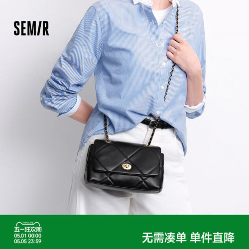 森马菱格小香风单肩斜挎小方包女