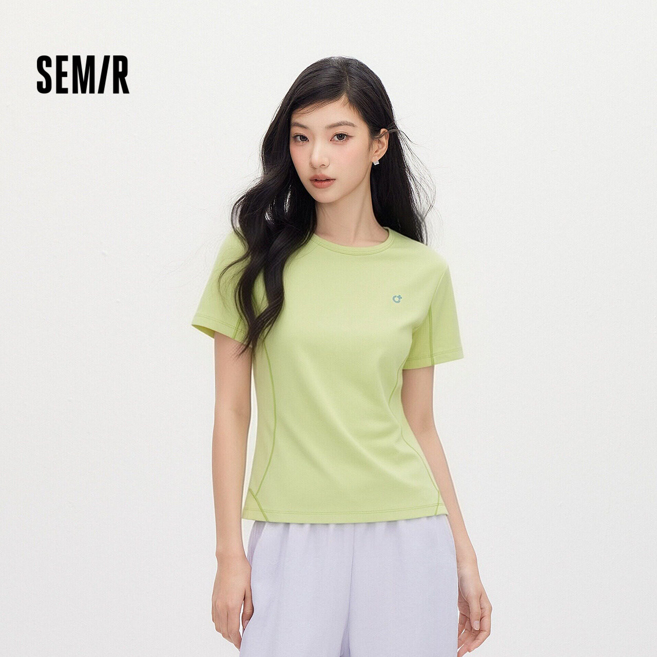 森马短袖T恤女夏吸湿速干防晒拼接明线2026新款小个子运动风上衣