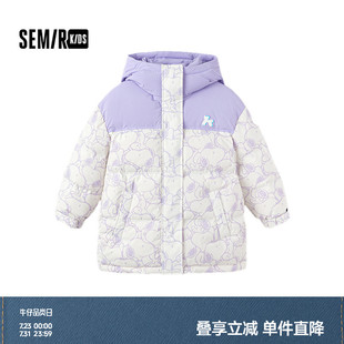 三防外套印花連帽女童上衣 森馬兒童羽絨服2024冬裝 史努比系列