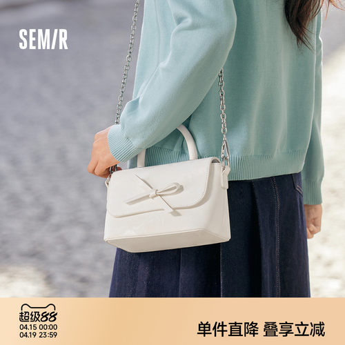 森马包包女小方包蝴蝶结手提包