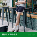 运动裤 宽松睡裤 森马家居服女纯棉短裤 夏季 家居裤 子复古撞色休闲裤
