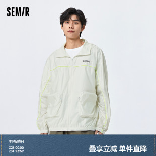 森马外套男2023夏季 感舒适连帽上衣 新款 夹克宽松字母印花情侣时尚