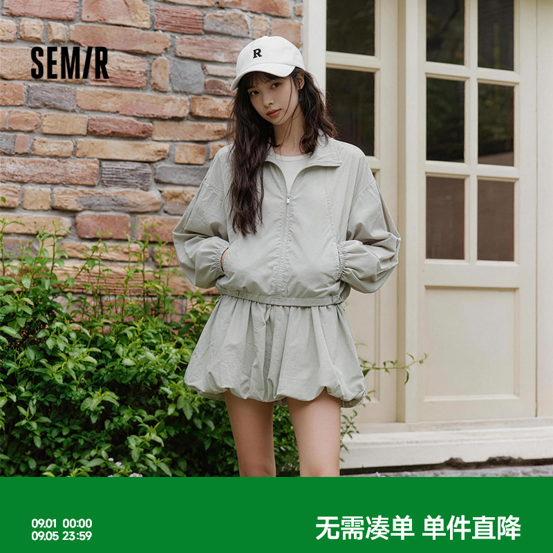 森马轻薄短外套花苞短裙套装女
