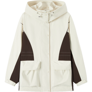 防护外套|森马外套女中长款拼色三防防风秋潮酷宽松连帽上衣户外