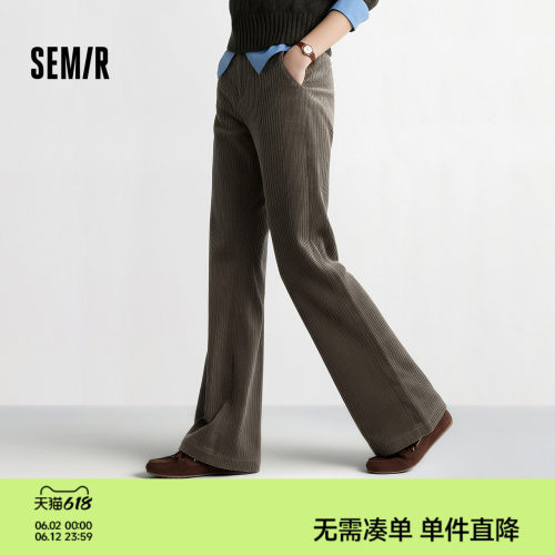 森马肌理灯芯绒微喇喇叭休闲裤女