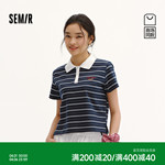 商场同款|森马POLO衫女夏季短款条纹小狗2026新款复古小个子衣服