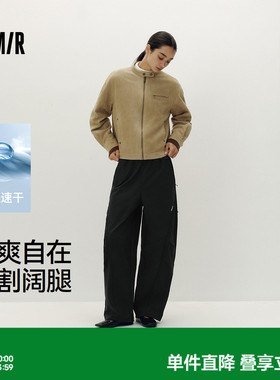 [商场同款]森马休闲裤女阔腿裤2025秋季黑色裤子新款速干裤长裤
