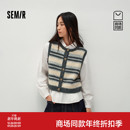 条纹短背心花边衬衣2025新款 商场同款 女冬季 衬衫 两件套 森马长袖