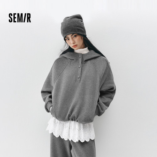 森马抓绒卫衣屁帘卫裤宽松套装女