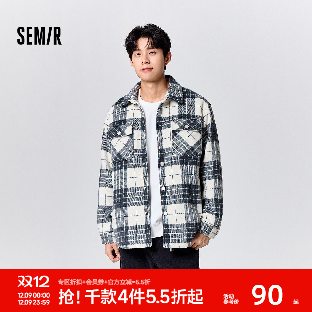 衬衫式翻领 毛呢外套 时尚复古