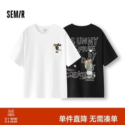 森马宽松美式印花图案短袖T恤男