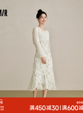 森马观园吉联名套装女荷叶边吊带裙短款罩衫2024新款夏两件套国风