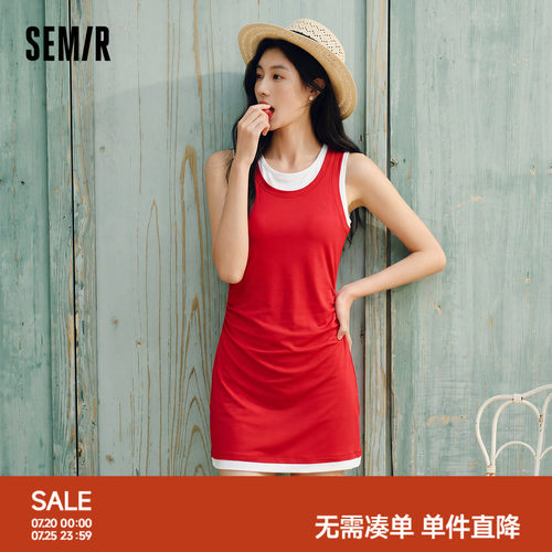 森马学院风polo领百褶连衣裙女