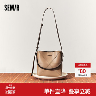 森马包包水桶包女2024新款 可爱复古单肩包学生斜挎包休闲手提包潮