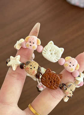 景德镇陶瓷手串狗狗系列款式卡通陶瓷手链摆摊学生礼物学生饰品礼