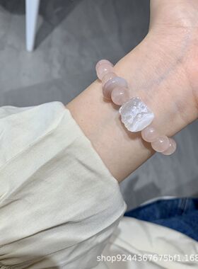 小众珐琅彩女生白色醒狮高颜值手串森系手饰民族风水晶手串ins