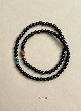 原创小众黑檀木手链奇楠沉香简约木质佛珠手串6mm小珠两圈细款女