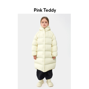 PinkTeddy童装女童羽绒服长款24新款冬季保暖儿童装柔软舒适外套