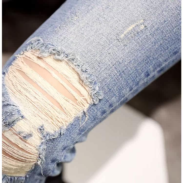 香港浅色九分裤牛仔裤女春秋韩版弹力铅笔裤修身显瘦小脚裤破洞裤|msdalam kategori Butik wanita / wanita, seluar jeans - dari Buy2taobao.com untuk memberikan perkhidmatan ejen Taobao profesional membeli