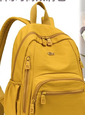 轻便日系书包女纯色防泼水多兜电脑通勤双肩包大学生上课旅游背包