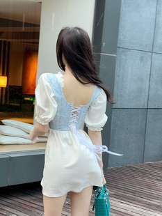 3.27【田园风晓雪家小众】鱼骨两件法式复古宫廷风泡泡公主连衣裙