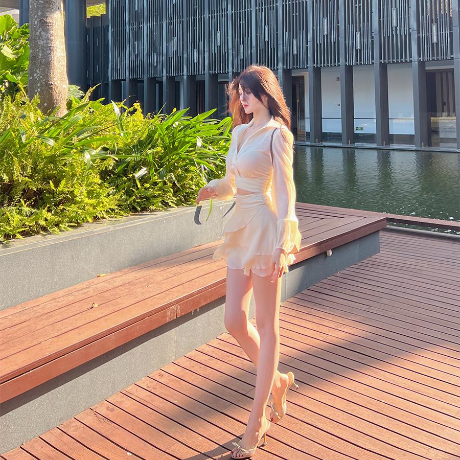 Winema晓雪 越南小众 仙女 杏色套装高级感气质开春穿搭一整套女