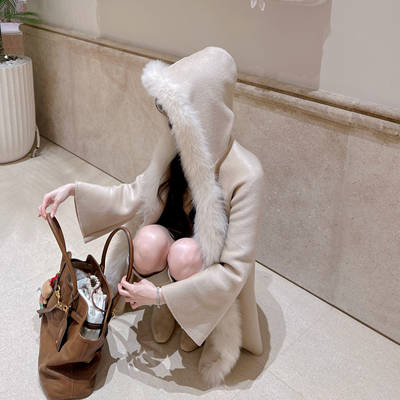 11.11Winema晓雪 maxmar@羊毛斗篷 双面尼外套微喇叭斗篷设计小众