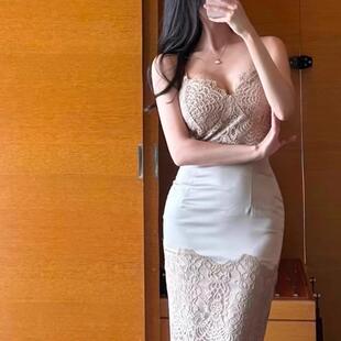 Winema晓雪 套装免搭配 蕾丝吊带连衣裙+蕾丝开衫重工气质女春夏