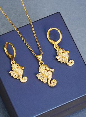 越南沙金轻奢彩锆耳环女款