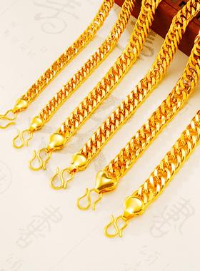 仿24k黄金双扣复古沙金手链