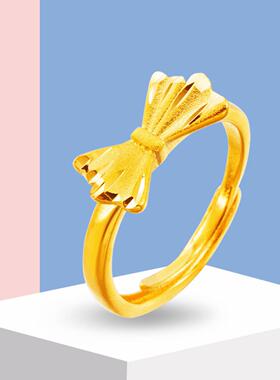 越南沙金蝴蝶结女生包金戒指