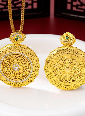 新中式沙金八宝罗盘镶钻项链