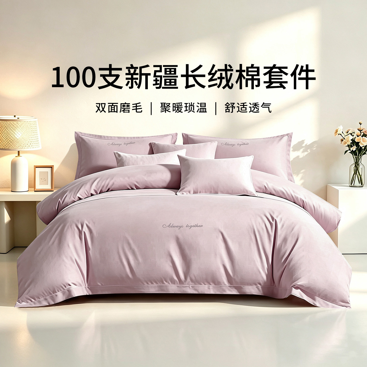 黛富妮100支长绒棉磨毛四件套图片