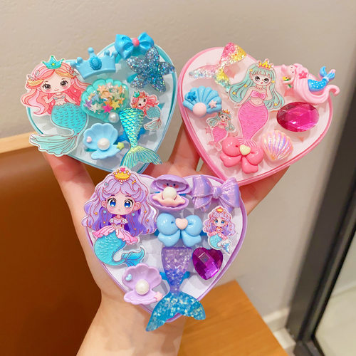 儿童戒指小女孩可爱美人鱼小戒子宝宝爱心首饰盒女童公主玩具礼物