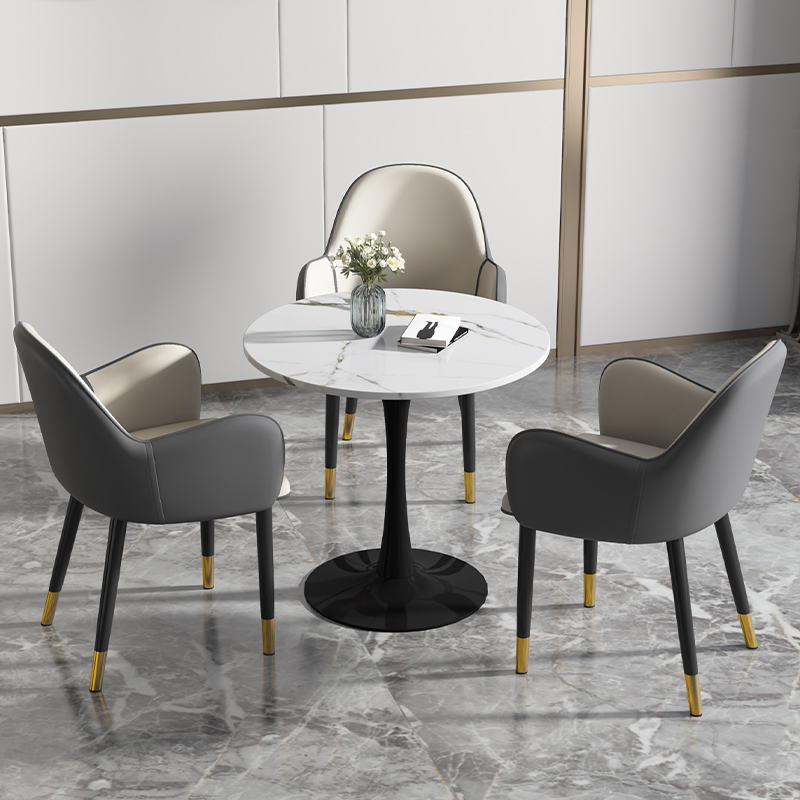 北欧轻奢桌椅组合办公室会客休闲椅子家用餐椅洽谈桌小圆桌餐椅