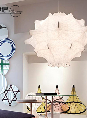 意大利FLOS原装进口TARAXACUM1蚕丝茧大客厅堂异形白色吊灯圆桌方