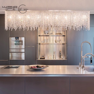 匈牙利进口Manooi餐厅客厅吊灯水晶玻璃现代简约长条灯具璀璨奢华